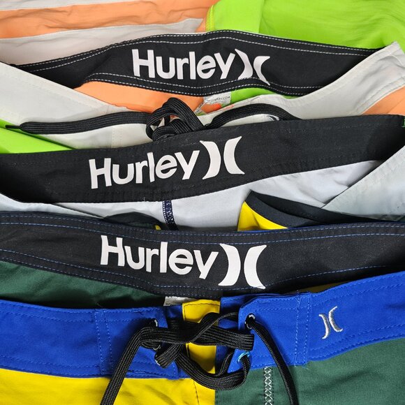 Lot of 3 Pairs Hurley Board Shorts Men's Swim Multi Phantom 33 Waist *Altered* - Picture 2 of 16